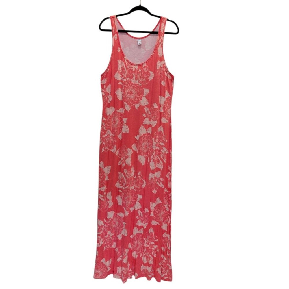 Old Navy Floral Maxi Tank Dress Large Sleeveless Long Tropical Resort Pink‎